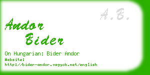 andor bider business card